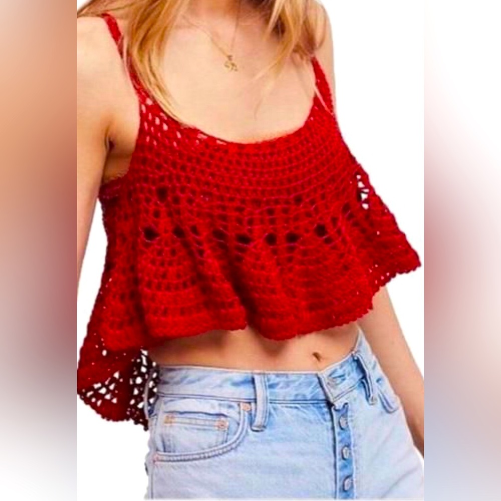 Free People Free bird crochet crop tank